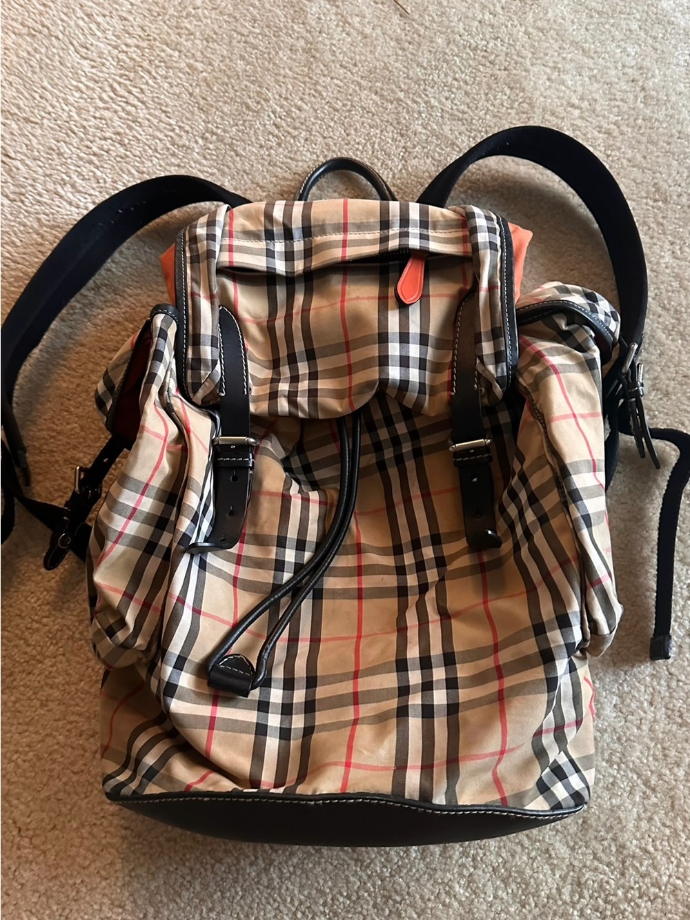 Authentic Burberry Medium Vintage Check Nylon Rucksack Backpack